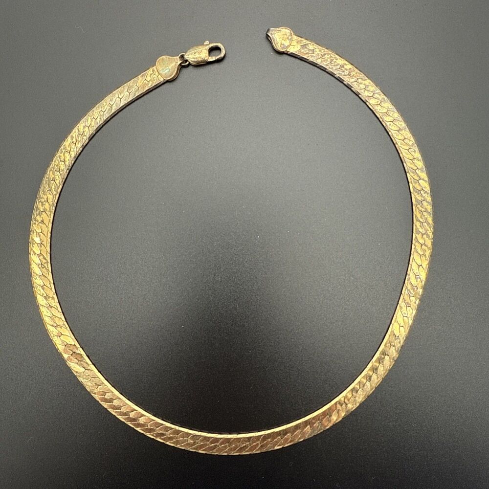 VTG 925 Italy Sterling Silver 18" Herringbone Necklace Wide 38g Flat Snake Chain